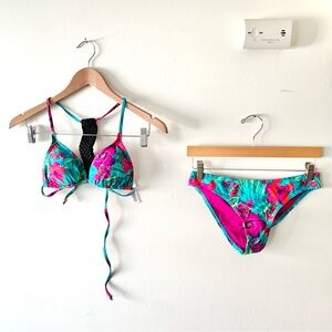 NEW Atmosphere Pink and Blue Floral Bikini Top and Bottom Set